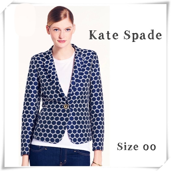 KATE Spade Jacquard Millie Polka Dots Blazer Jacket in Blue White NJMU3068 - Picture 1 of 11